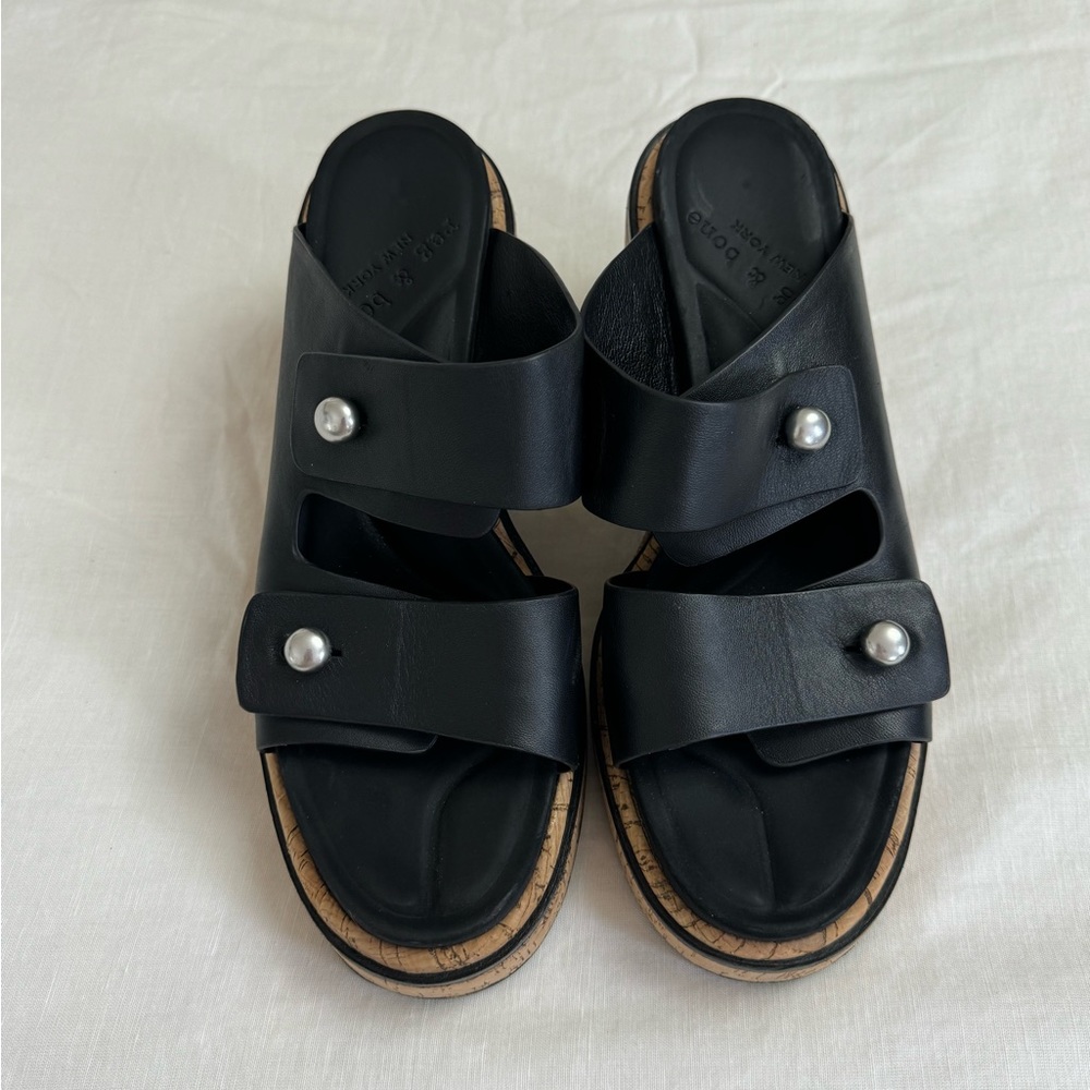 Rag & Bone Sommer Leather Double-Buckle Slide High-Heel Wedge Sandals Size 41 - Picture 5 of 12